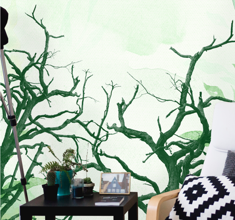 Foto tapete stabla s složenim siluetama drveća - TenStickers