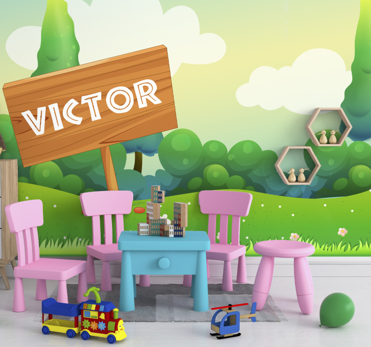 Foto tapete za dječju sobu razigrani zeleni krajolik - TenStickers