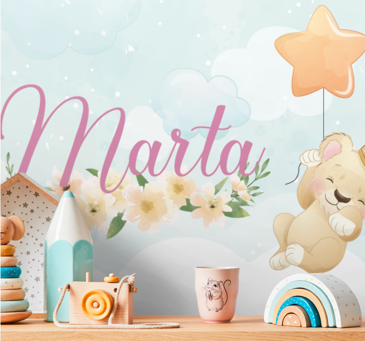 Foto tapete za dječju sobu slatki lav s balonom - TenStickers