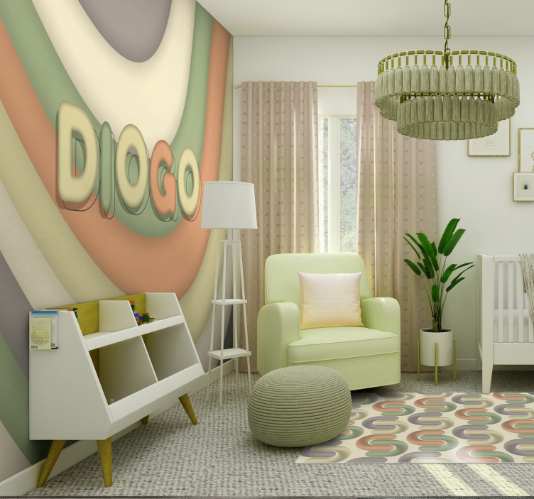 Foto tapete za dječju sobu zakrivljene pruge s imenom - TenStickers