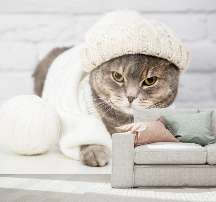 Freska slatkog smeđeg mačka - TenStickers