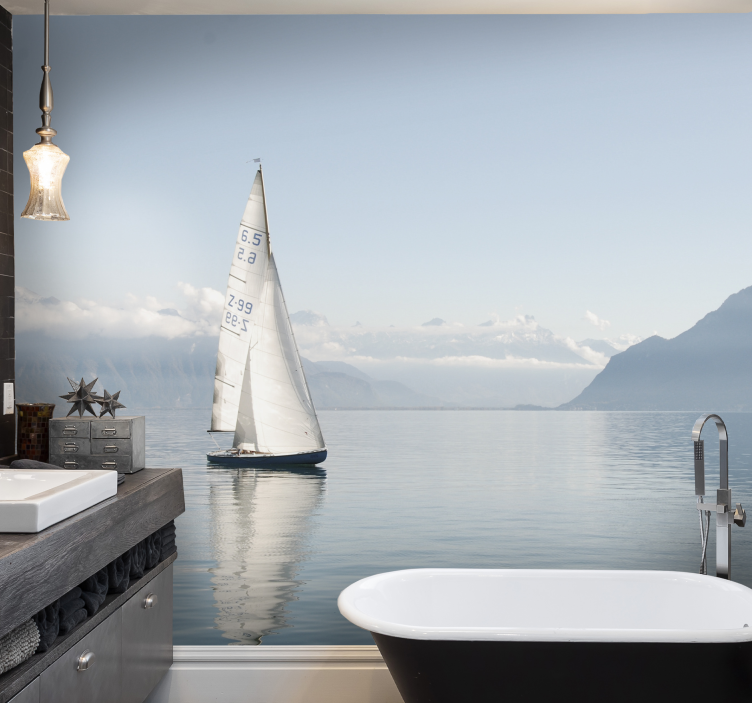 Jedrilica mirno more pod morem freska - TenStickers