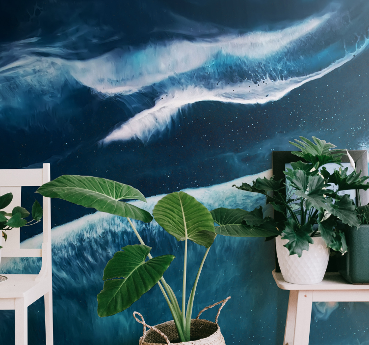 Morski valovi u akvarelnim tonovima morski freska - TenStickers