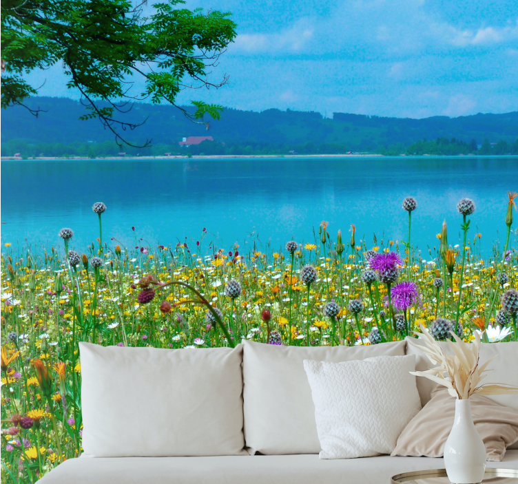 "cottagecore" spring lake nature zidni mural - TenStickers