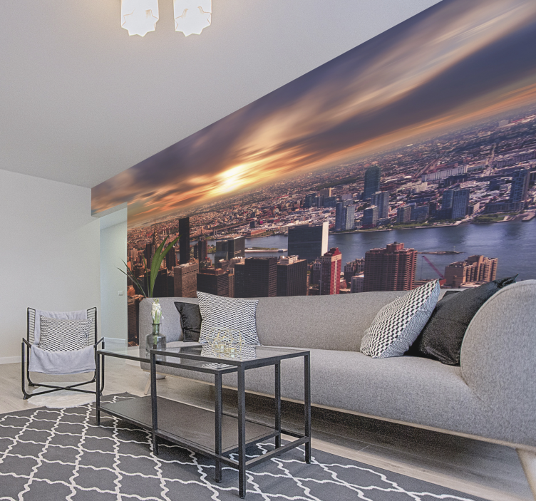 New york zidne pozadine urbana panorama zalaska sunca - TenStickers