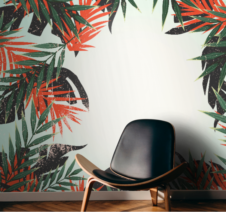 Retro tropsko palmino lišće priroda zidni mural - TenStickers