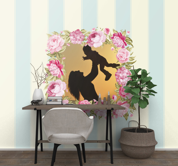 Ružičasti okvir sa zidnim freskama za brak s fotografijama - TenStickers