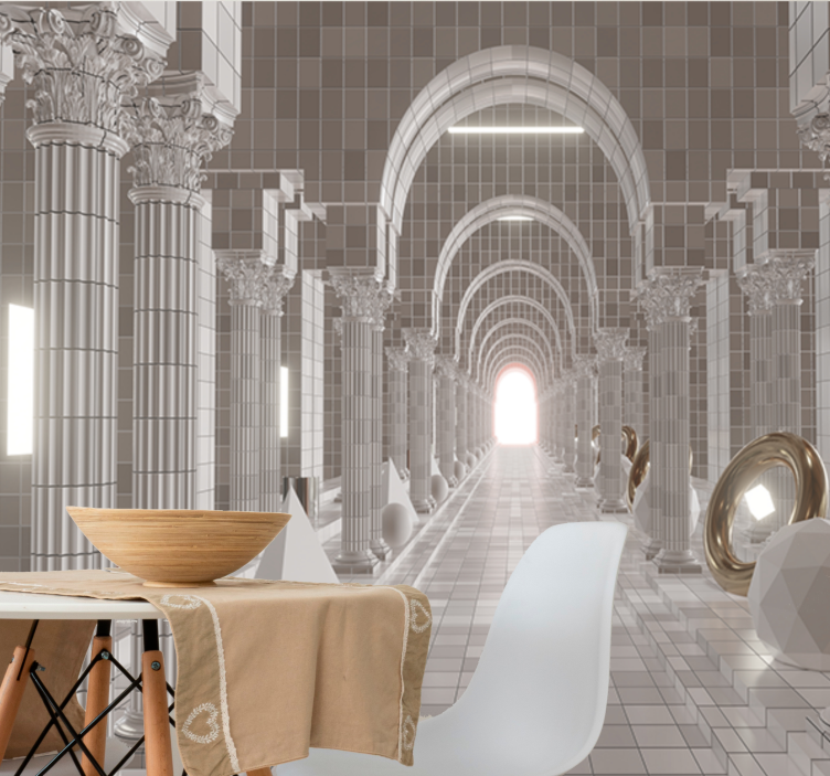 Stupovi optička iluzija 3d zidni mural - TenStickers