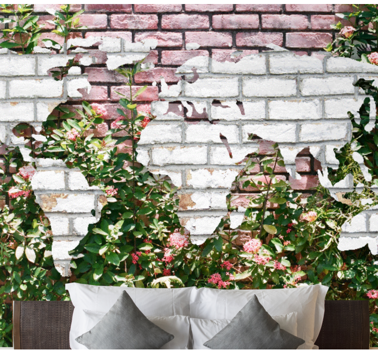 Tapeta karta svijeta s cvjetnim motivima - TenStickers