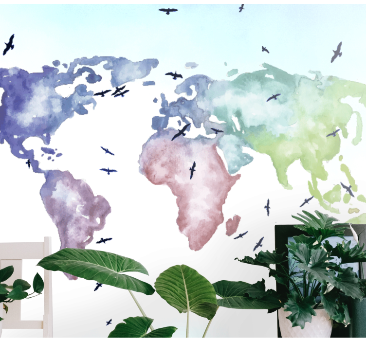 Tapeta karta svijeta šarena mapa svijeta - TenStickers