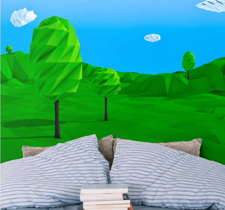 Tapete priroda geometrijski zeleni pejzaž - TenStickers