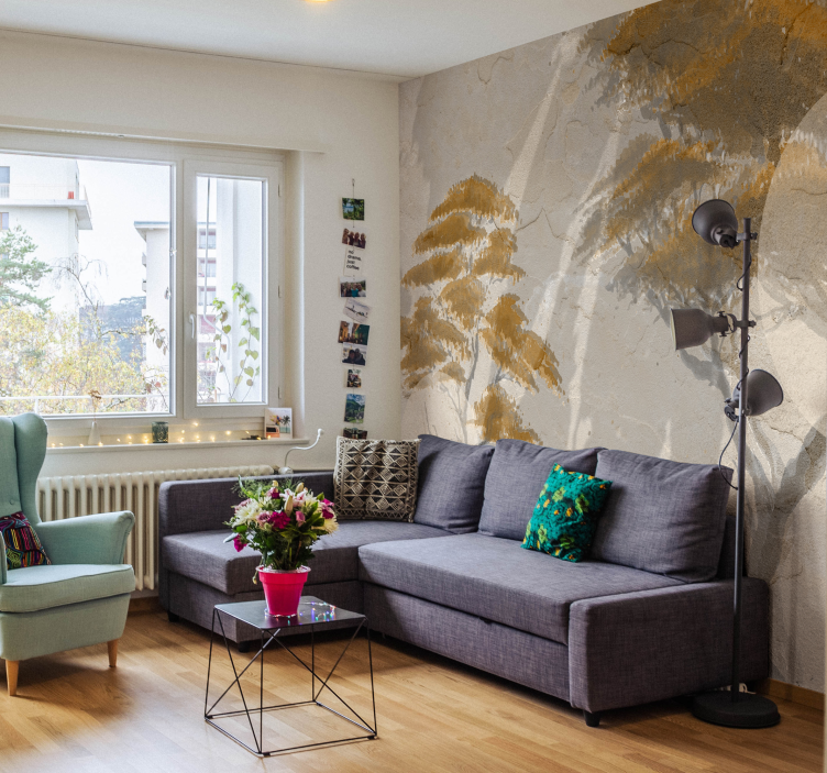 Foto tapete za dnevni boravak graciozne siluete drveća - TenStickers