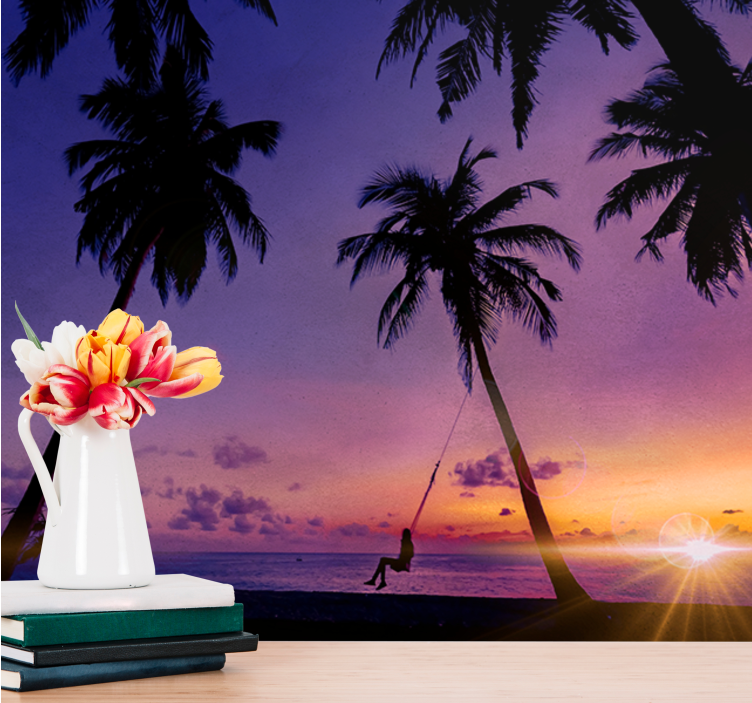 Tapete priroda zalazak sunca s palmama - TenStickers