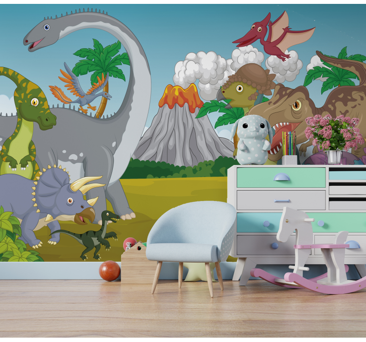 Vulkanski dinosauri djeca murals - TenStickers