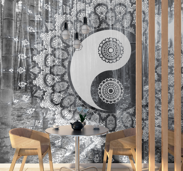 Ying yang paisley zen foto pozadina - TenStickers