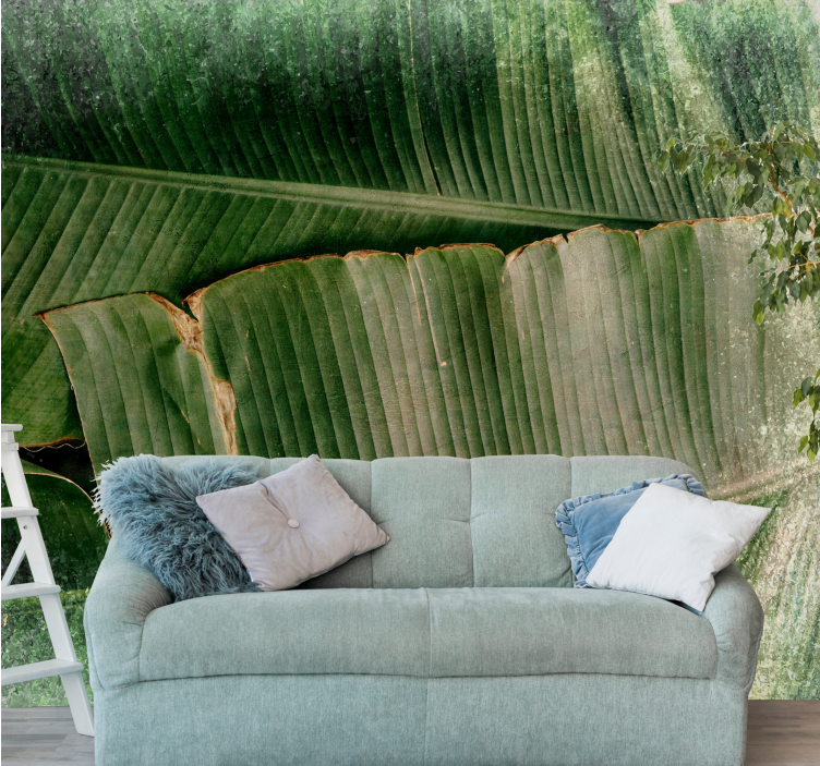 Zeleno lišće banane uzorak priroda zidni mural - TenStickers