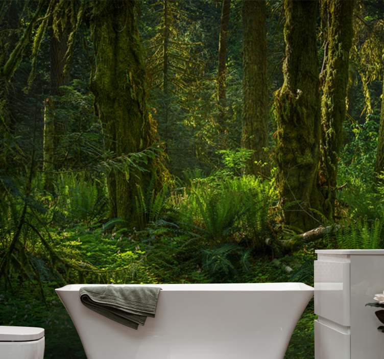 Mural mističnog zelenog šumskog drveća - TenStickers