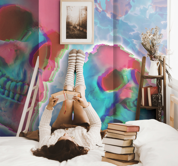 Zidna slika psihodelične glave smrti - TenStickers