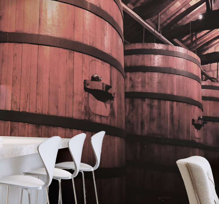 Zidne imitacije kamena drvena bačva za pohranu - TenStickers