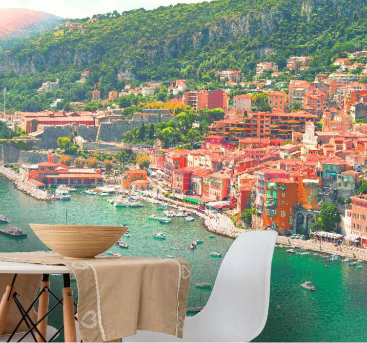 Zidne slike i zidne freske perspektiva obalnog sela - TenStickers