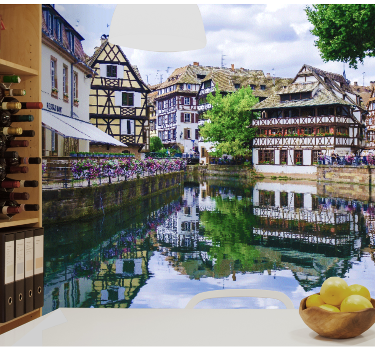 Zidne slike i zidne freske šarmantno selo uz rijeku - TenStickers