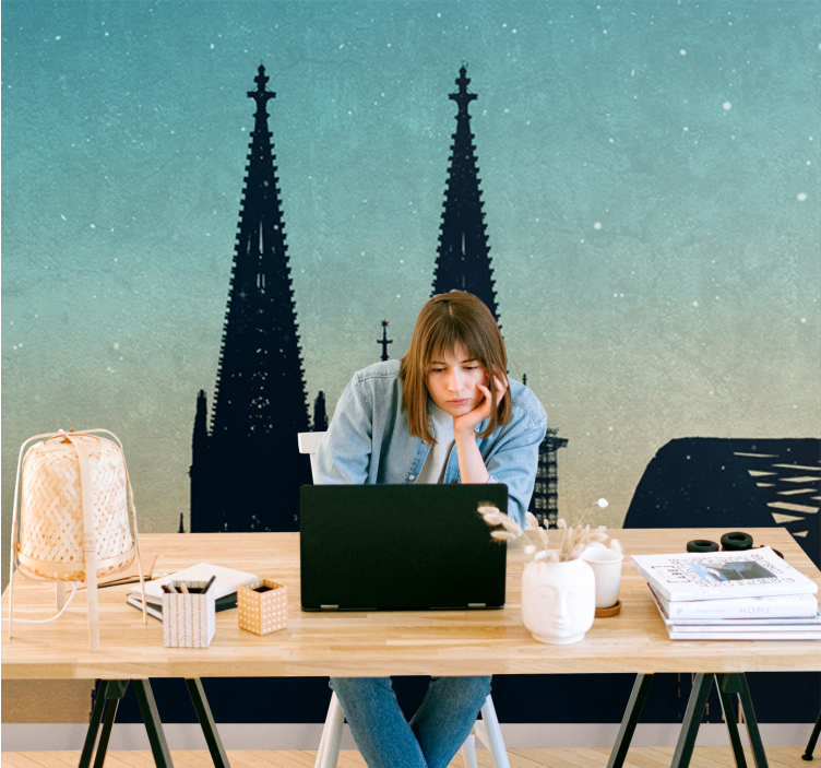 Zidne slike i zidne freske siluete tornjeva katedrale - TenStickers