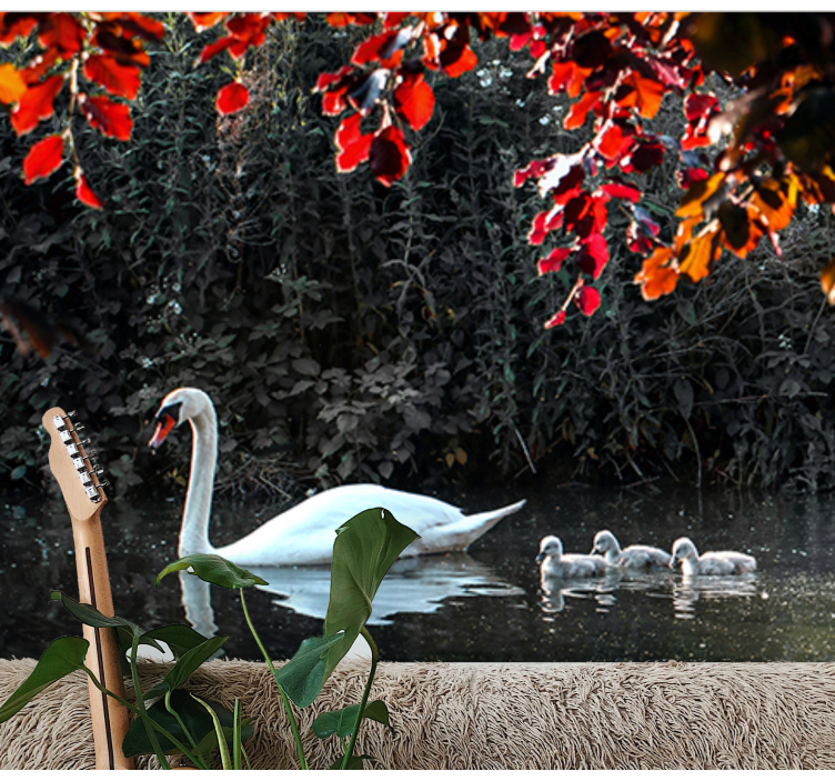 Zidni freske elegantna obitelj labudova - TenStickers