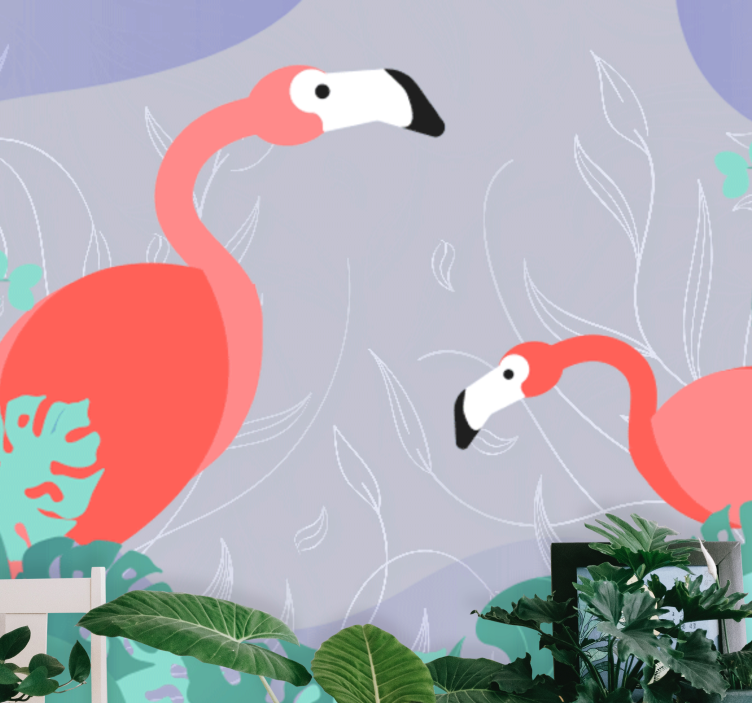 Zidni freske flamingo obitelj - TenStickers