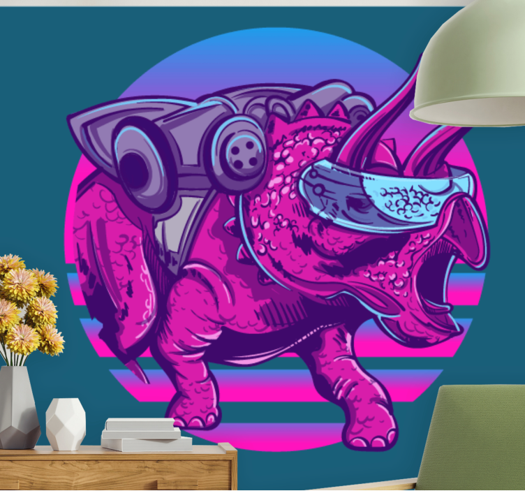 Zidni freske futuristički triceratops - TenStickers