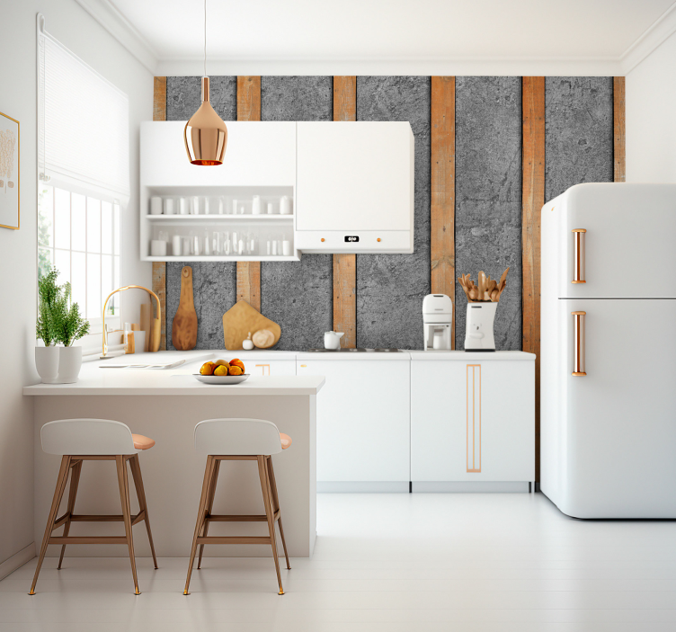 Foto tapete s efektom drva drvene daske na betonu - TenStickers