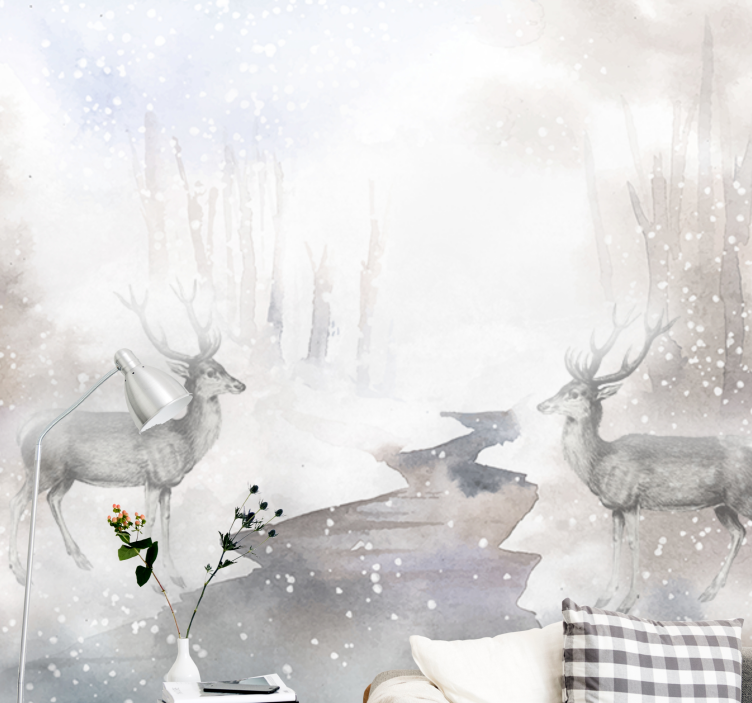 Zidni freske susret s veličanstvenim jelencem - TenStickers