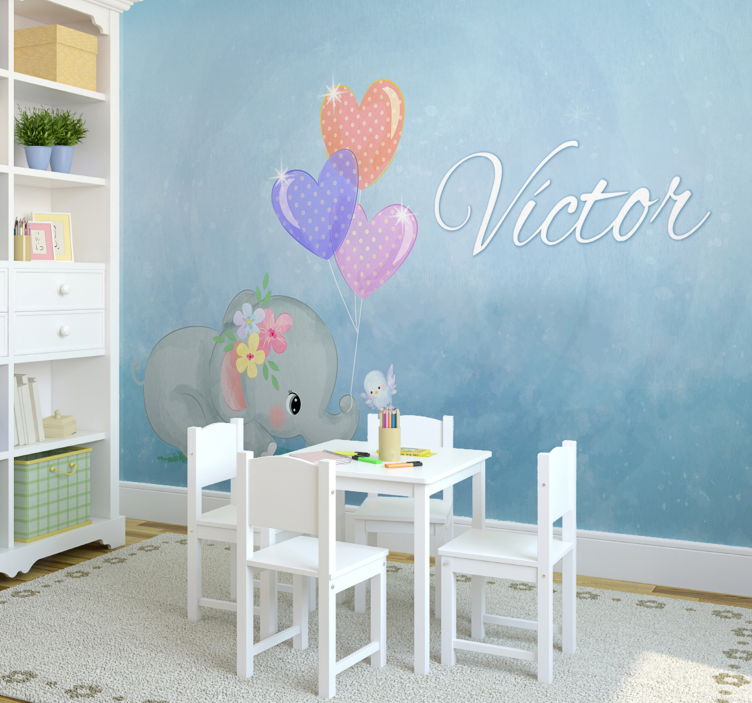Dječji slon personalizirani zidni mural - TenStickers