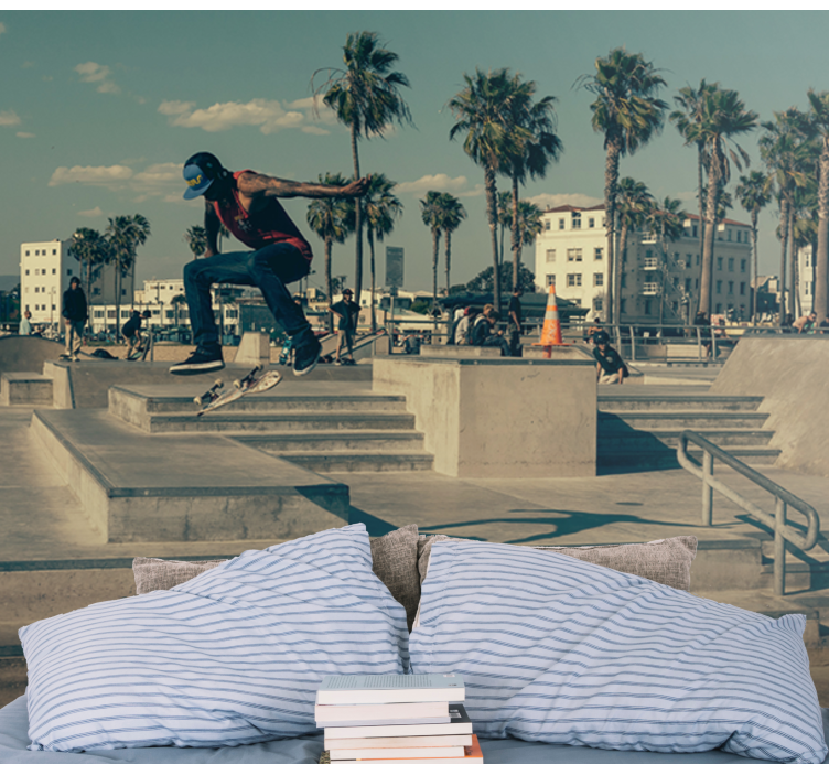 Zidni murali urbane umjetnosti skater u akciji - TenStickers