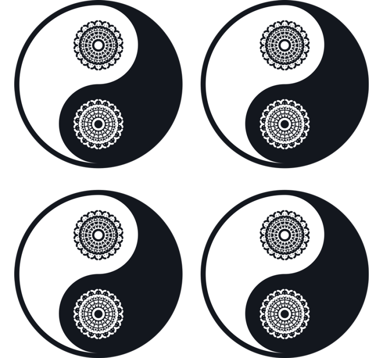 Podmetač za čaše nakaza s yin yang mandalnim uzorcima - TenStickers