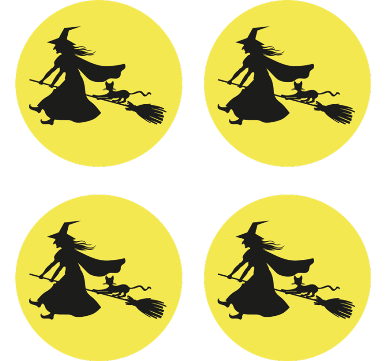 Vještica, mjesec i crna mačka halloween napitak za piće - TenStickers