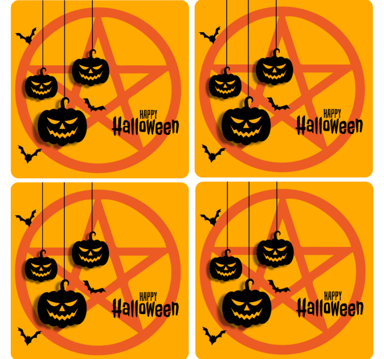 šišmiš na pentagram podmetaču za halloween - TenStickers