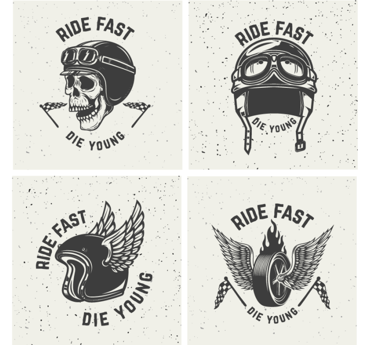 Podmetač za čaše nakaza lubanja s trkaćim naočalama - TenStickers