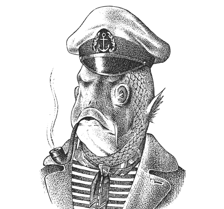 Podmetač za čaše nakaza lik kapetana ribe - TenStickers