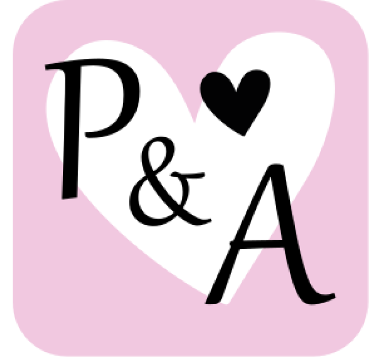 Podmetač za čaše vjenčanje s inicijalima u obliku srca - TenStickers