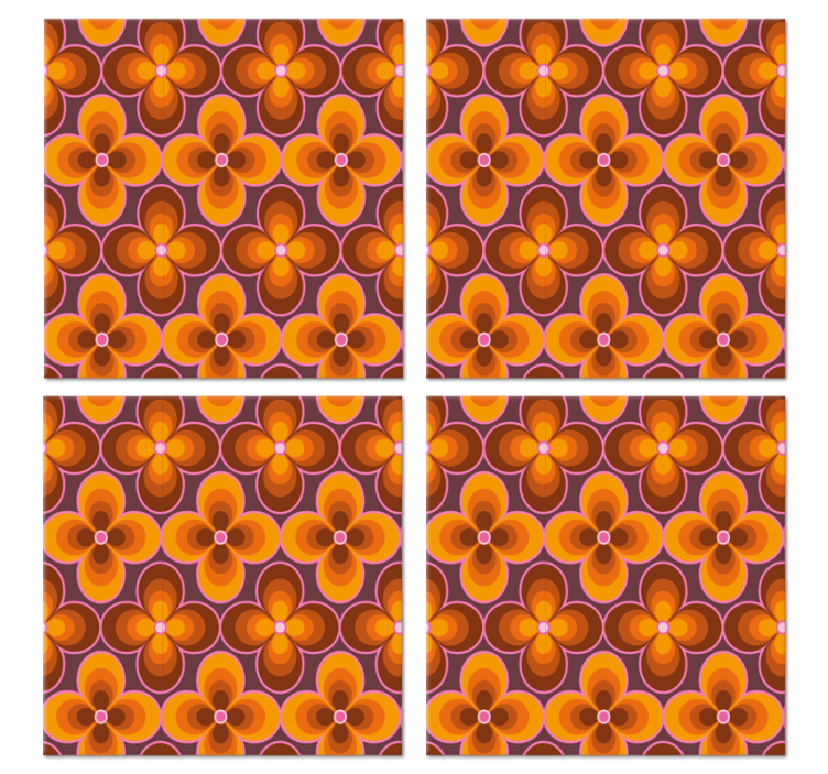 Cvijet retro groovy pattern vintage coaster - TenStickers