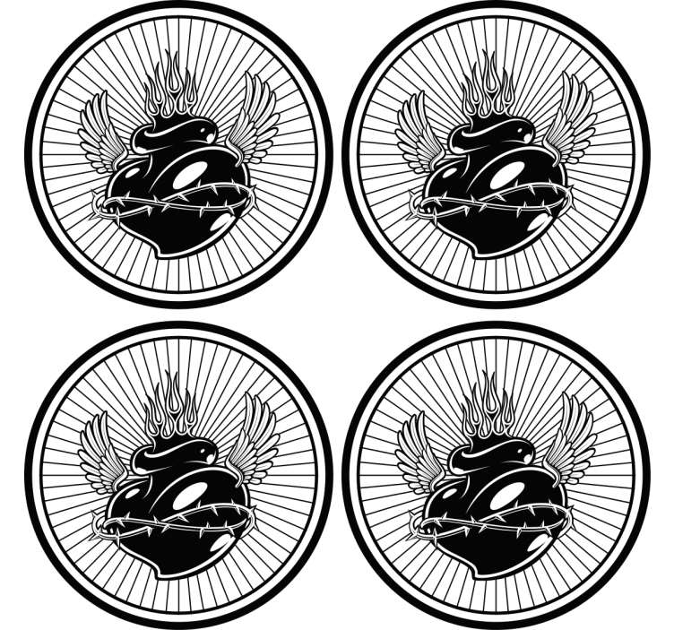 Podmetač za čaše nakaza krilati srce s trnjem - TenStickers