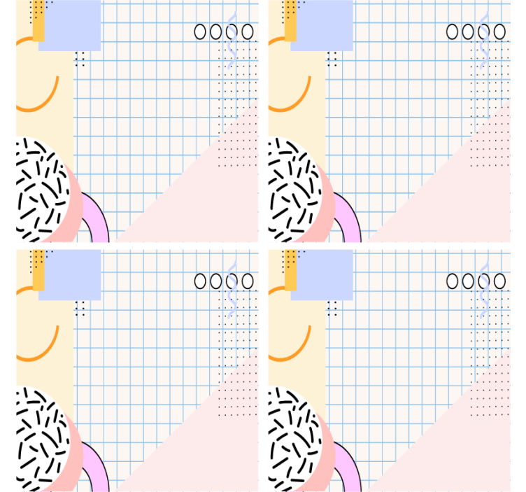 Apstraktni kvadratići 80 -ih s podmetačem u boji - TenStickers