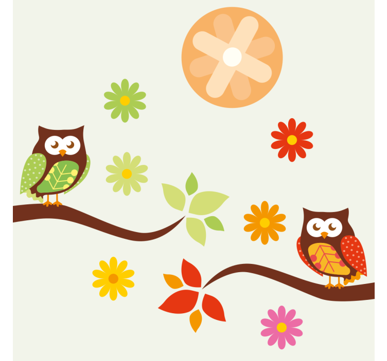 Podmetač za čaše nakaza Šarene sove i cvijeće - TenStickers