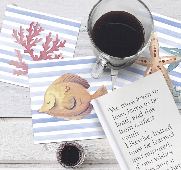 Morski život akvarel podmetači za morski život - TenStickers