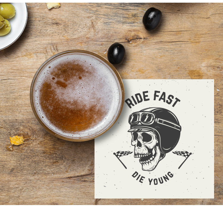 Podmetač za čaše nakaza lubanja s trkaćim naočalama - TenStickers