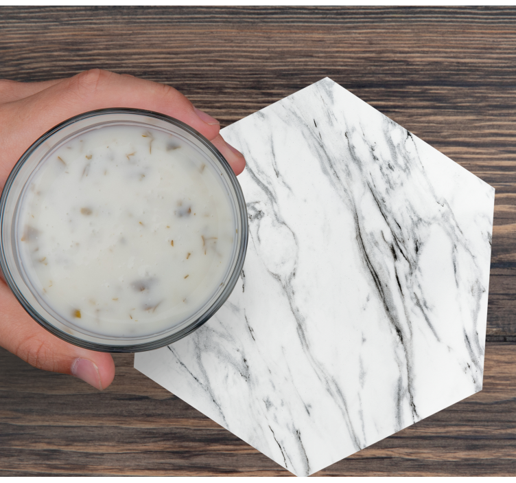 šesterokutni mramorni uzorak bijela crna podmetača - TenStickers