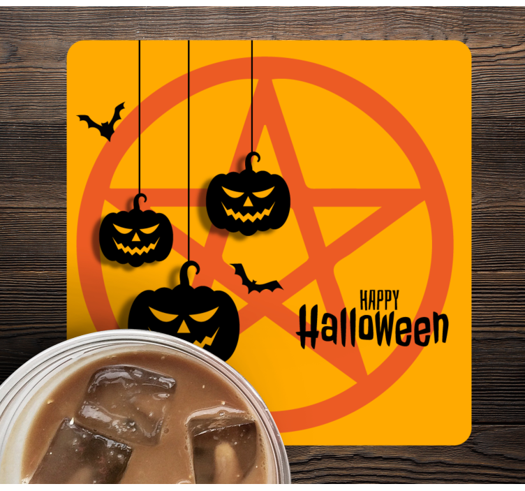 šišmiš na pentagram podmetaču za halloween - TenStickers