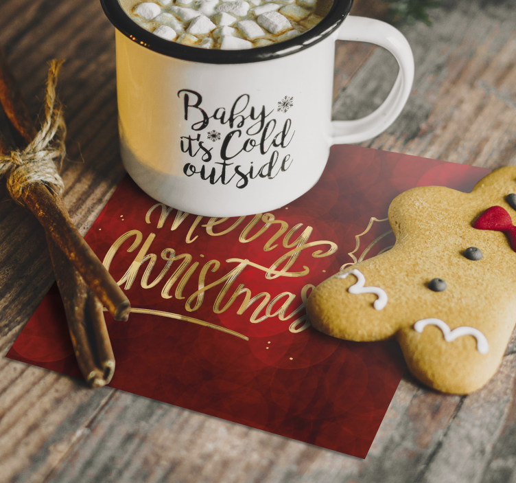 Sretan božić u podmetaču s crvenim pićima - TenStickers