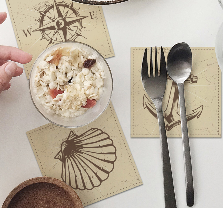 Starinski podmetači s morskim predmetima - TenStickers