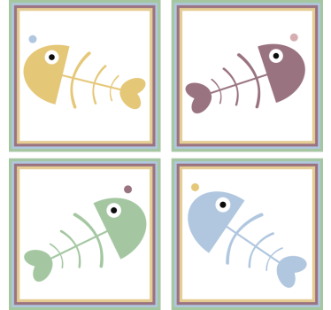 Podmetač za čaše Šareni kosturi riba - TenStickers